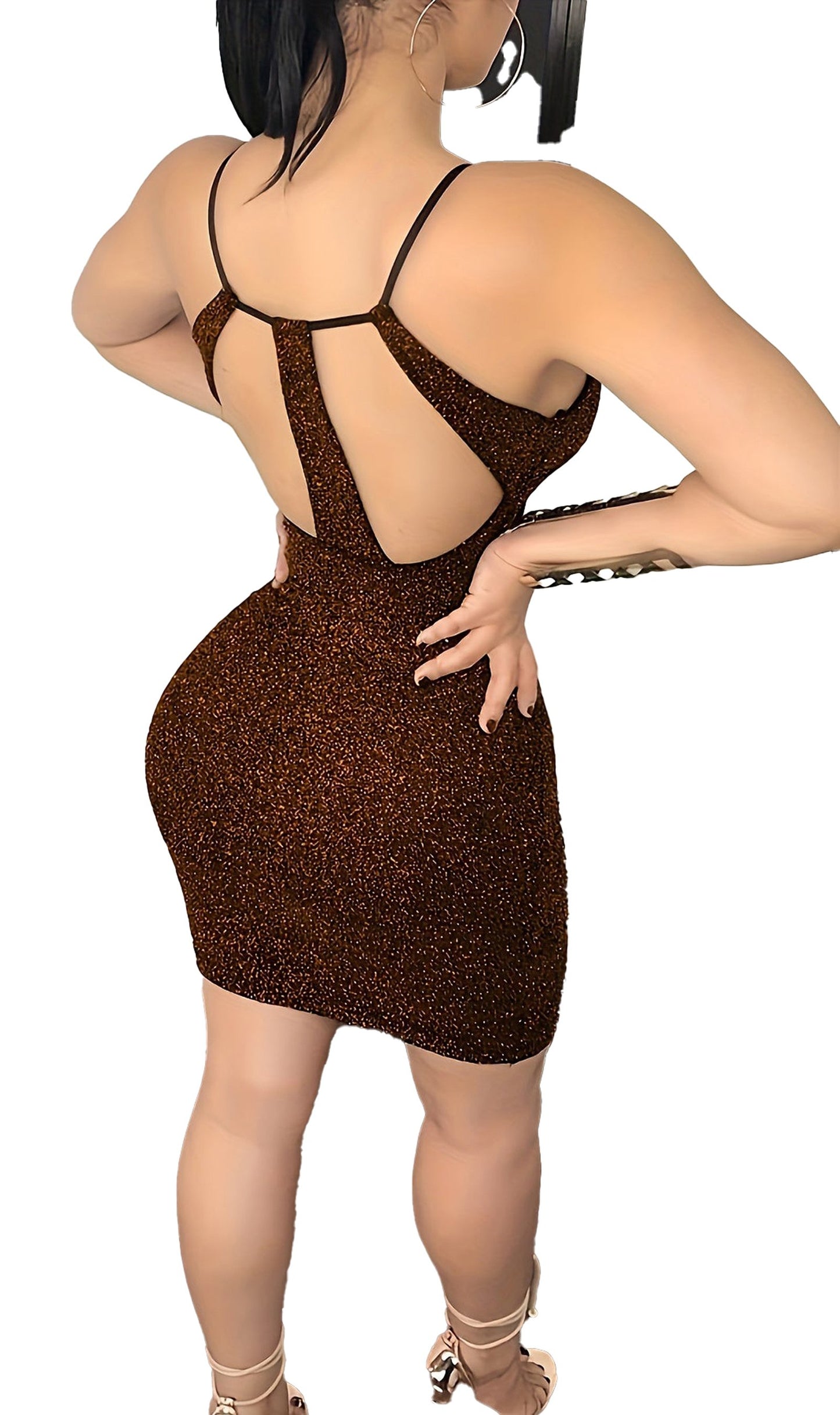 Backless Cami Mini Dress Sparkly Style