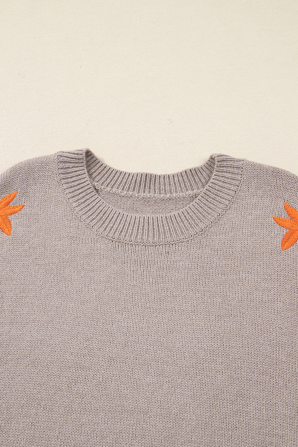 Beige Embroidered Floral Sweater