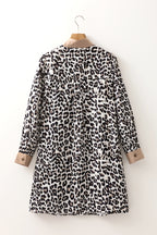 Leopard Print Flared Dress Long Sleeve Mini