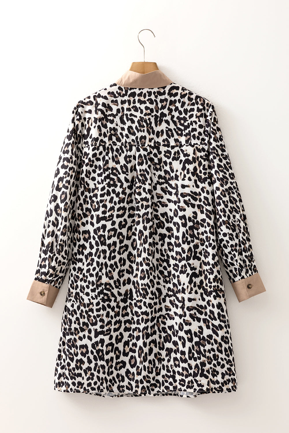 Leopard Print Flared Dress Long Sleeve Mini