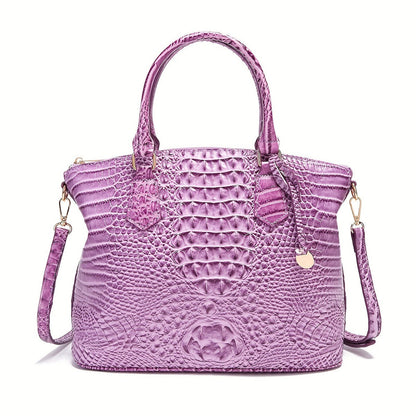 Crocodile Embossed Womens Handbag Chic Satchel
