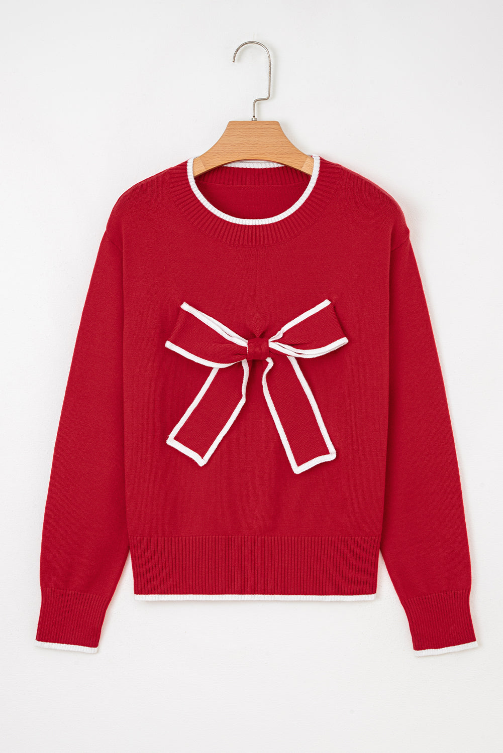Red Bow Accent Holiday Sweater