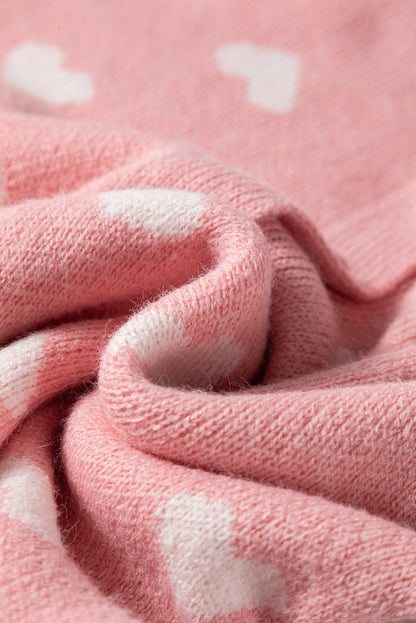 Light Pink Heart Cardigan Sweater