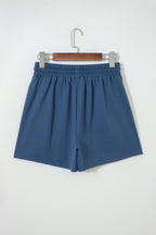 Pink Color Block Patchwork Varsity Striped Detail Drawstring Elastic Waist Shorts