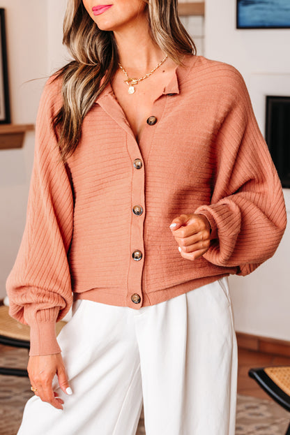 Apricot Pink Knit Cardigan For Trendy Looks