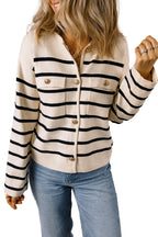 Black Stripe Buttoned Cardigan Sweater