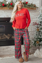 Red Plaid Christmas Lounge Set