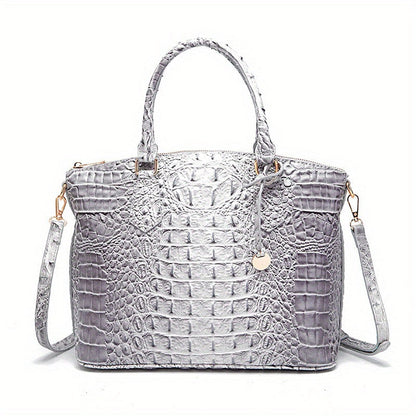 Crocodile Embossed Womens Handbag Chic Satchel