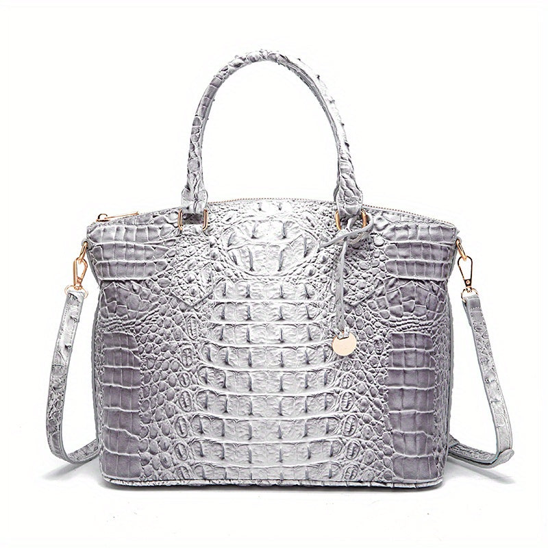 Crocodile Embossed Womens Handbag Chic Satchel