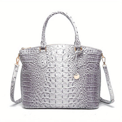 Crocodile Embossed Womens Handbag Chic Satchel