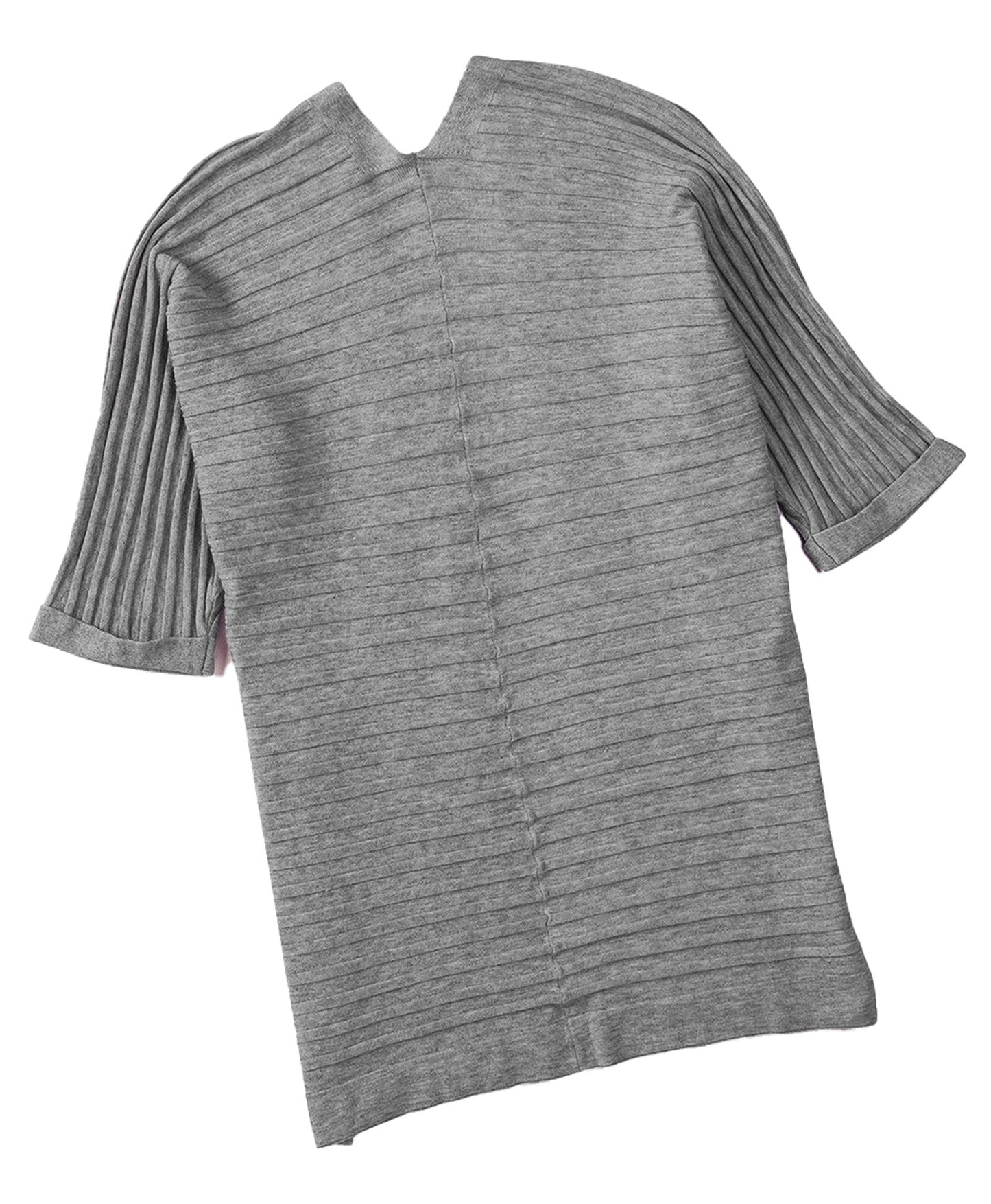 Gray Ribbed Knit Cardigan For Trendy Style