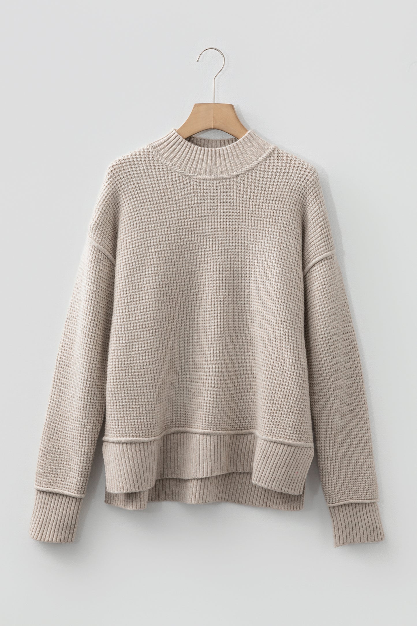 Gray Waffle Knit Sweater For Stylish Comfort