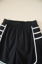 Bonbon Contrast Trim Pleated Casual Active Shorts