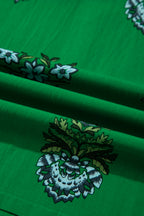 Green Floral Print Split Neck Shirred High Waist Ruffle Hem Maxi Dress