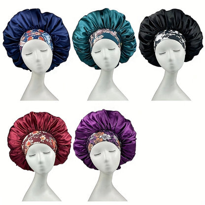 Elegant Floral Satin Shower Cap