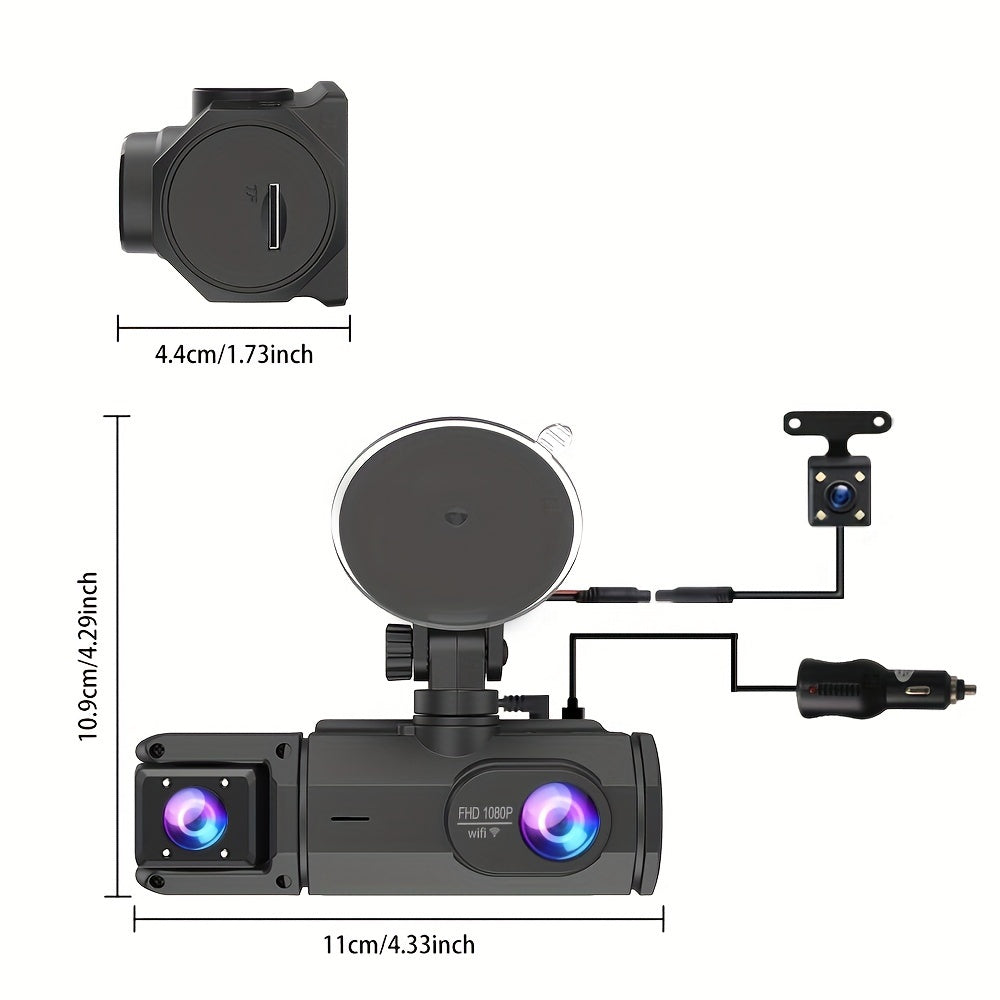 3 Channel Dash Cam With Night Vision
