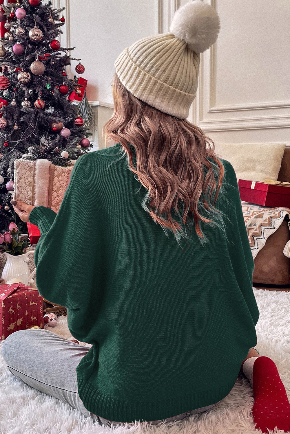 Blackish Green Merry Embroidered Sweater