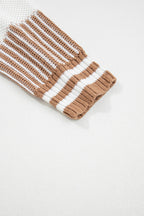 Brown Striped Patchwork Sweater For Trendy Look