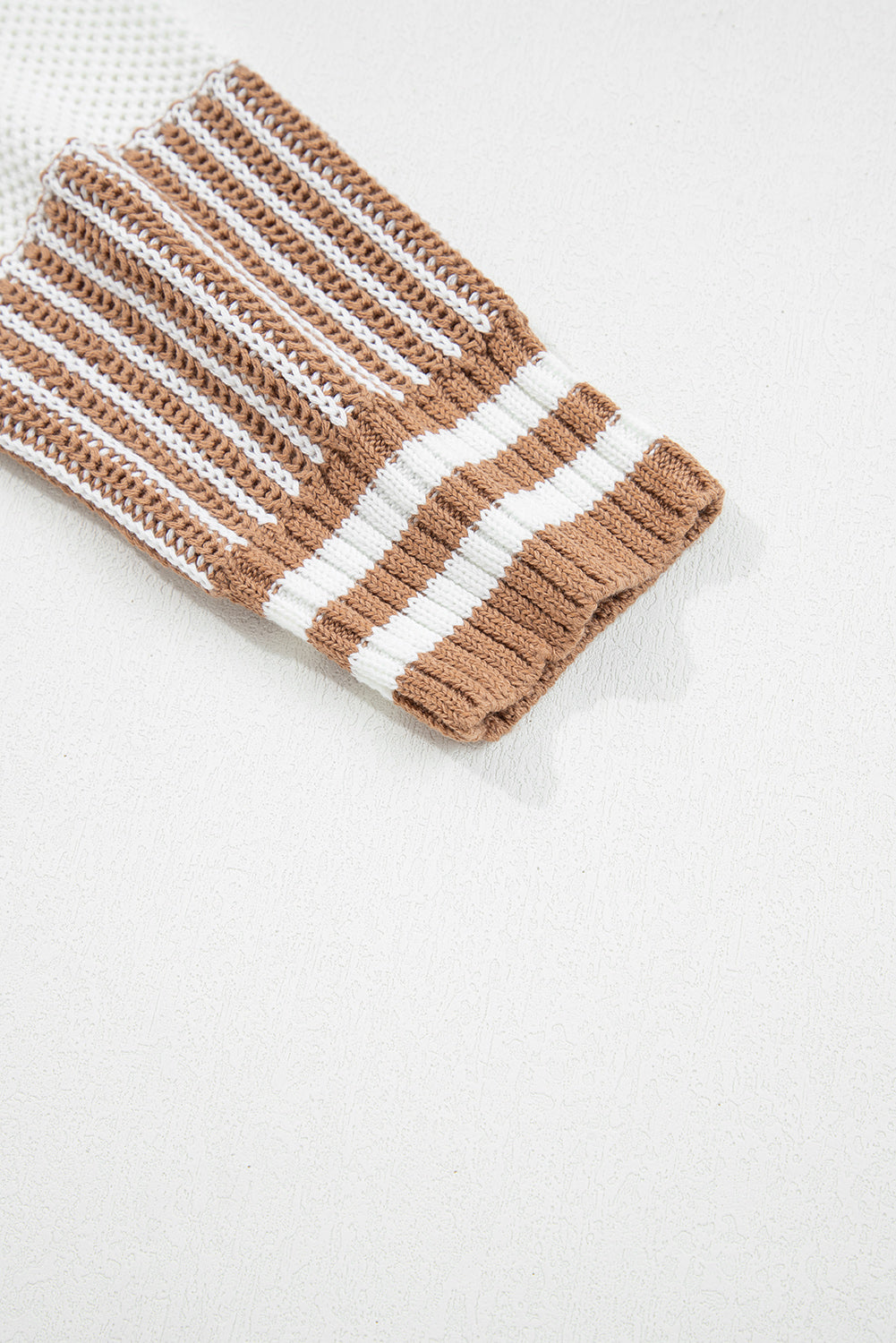 Brown Striped Patchwork Sweater For Trendy Look