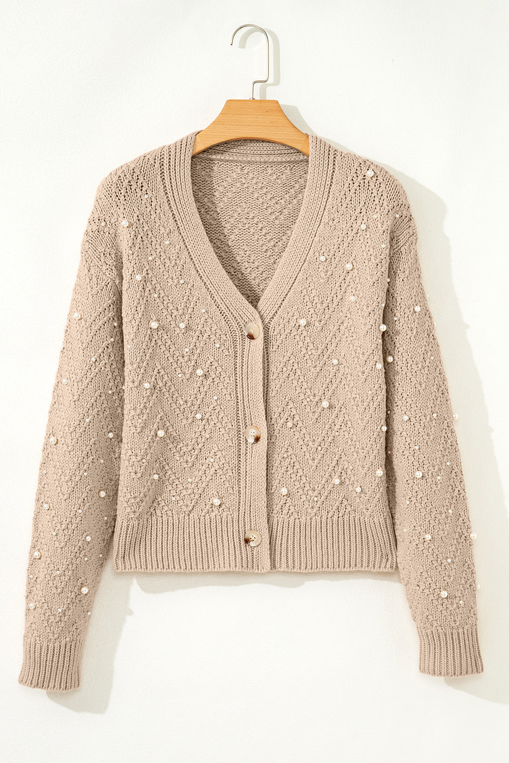 Pearl Embellished Cardigan For Stylish Comfort