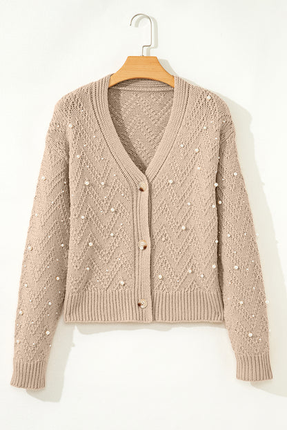 Pearl Embellished Cardigan For Stylish Comfort