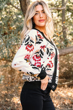 Dear-Lover Beige Floral Knit Cardigan For Chic Style