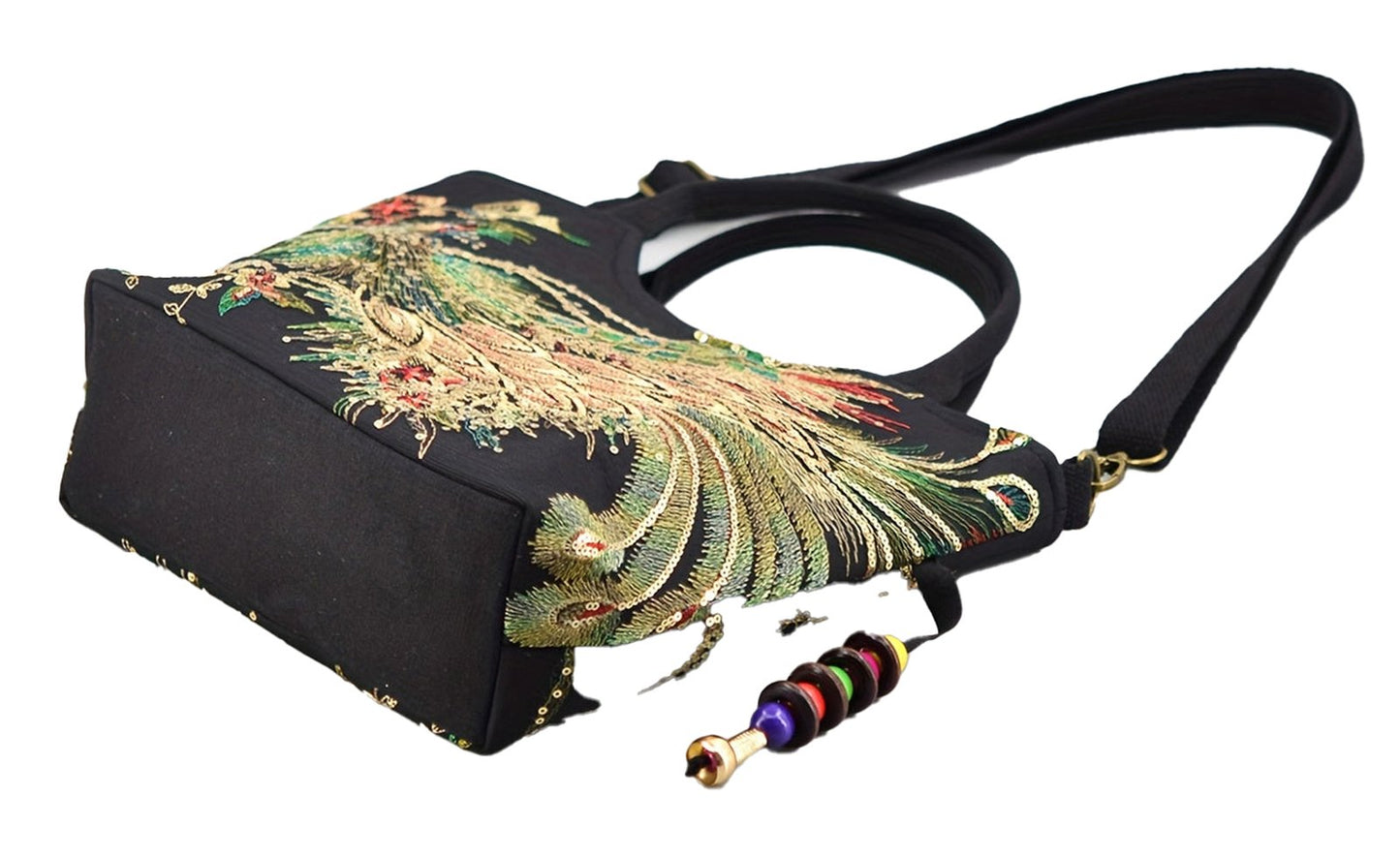 Wo's Embroidered Satchel Bag - Retro Double Handle Handbag with