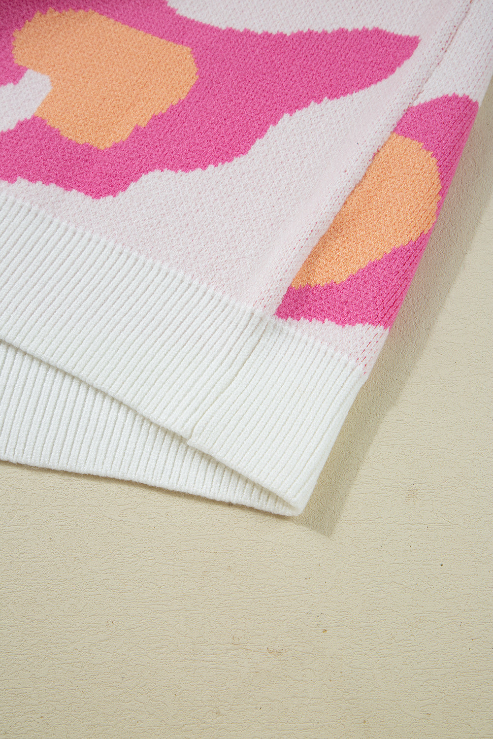 Pink Leopard Print Sweater For Trendy Style