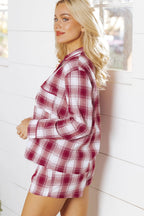 Red Plaid Lounge Set For Women