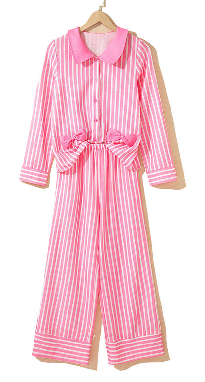 Pink Striped Sleepwear Set For Comfort