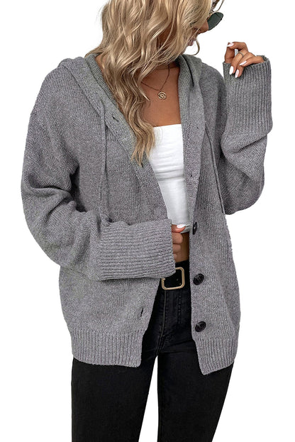 Medium Grey Hooded Sweater Cardigan