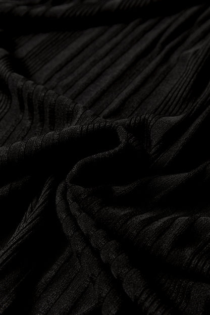 Black Ribbed Open Front Cardigan