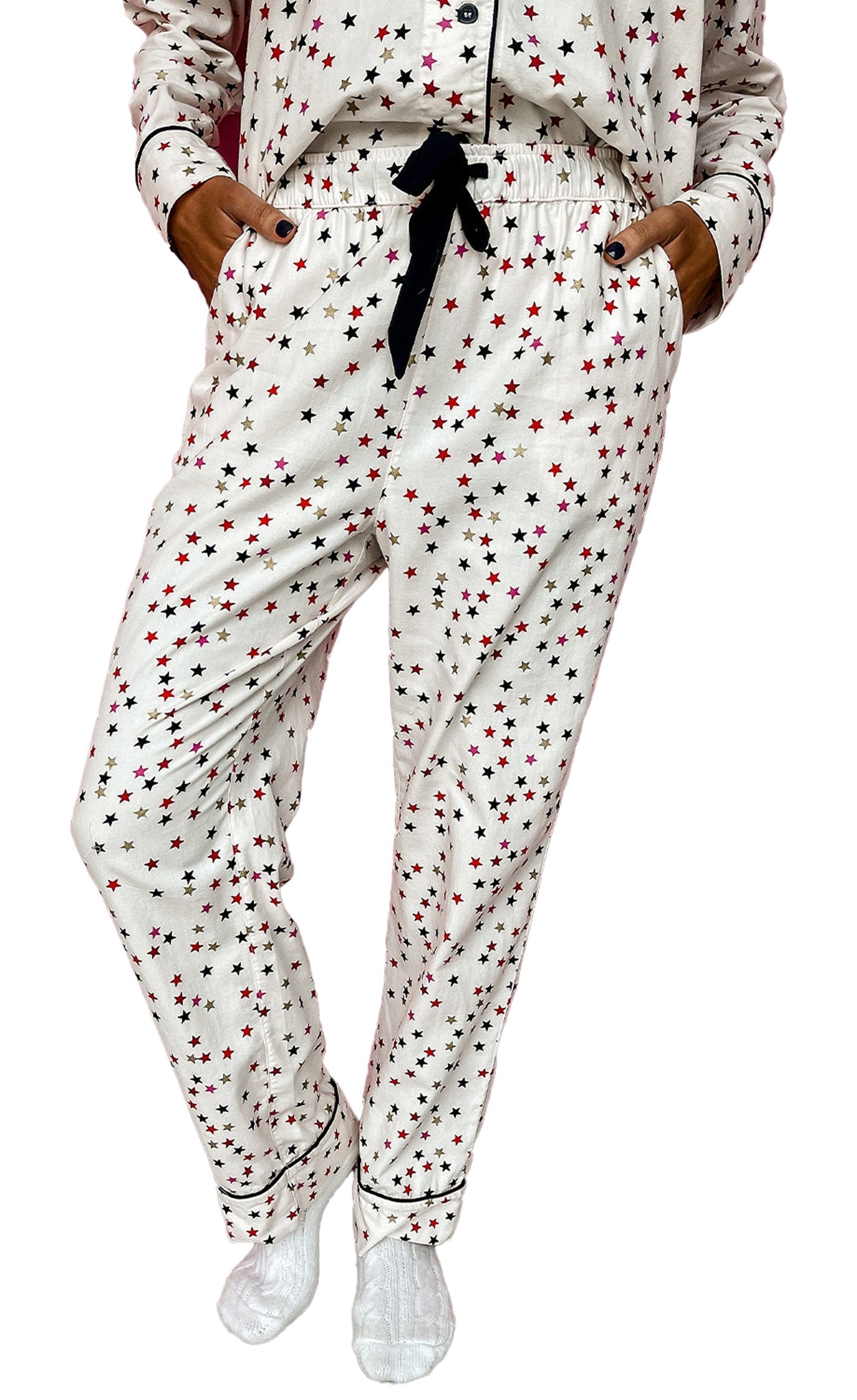 White Star Pajama Set Women For Cozy Nights