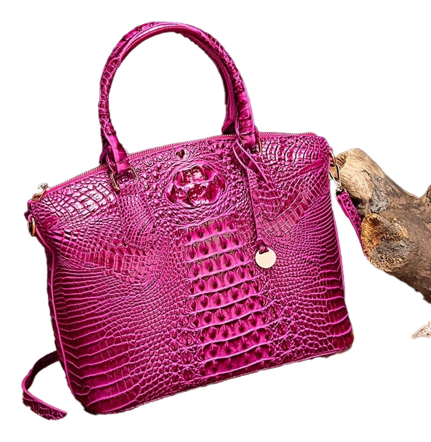 Crocodile Embossed Womens Handbag Chic Satchel
