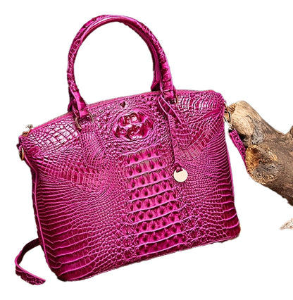 Crocodile Embossed Womens Handbag Chic Satchel