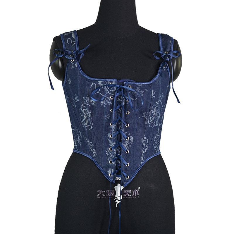 Floral Denim Corset Corset for Stylish Look