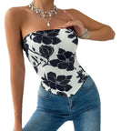Strapless Vest Top with Floral Print