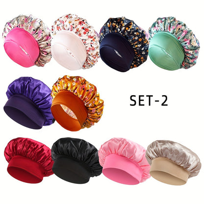 Satin Hair Bonnet Set For Women 10 Pack