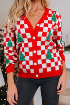Pink Checkered Christmas Cardigan