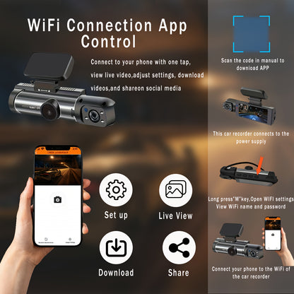 1080p Wifi Dash Cam For Cars With Night Vision