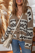 Ethnic Geometric Cardigan Sweater