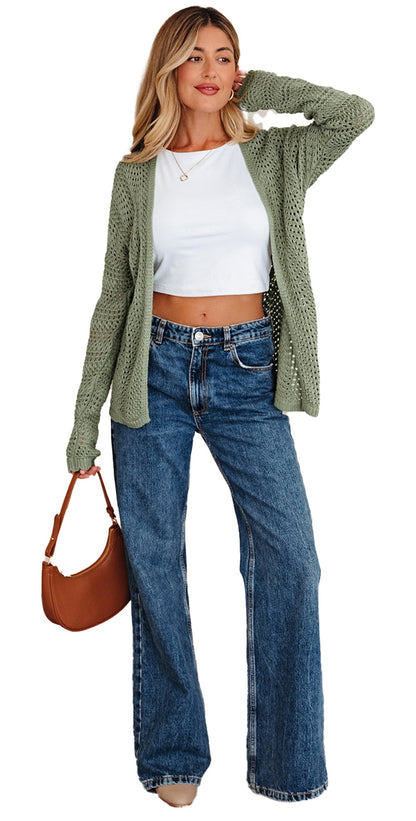 Green Scalloped Edge Cardigan