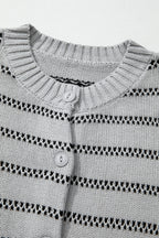 Gray Stripe Button Front Cardigan
