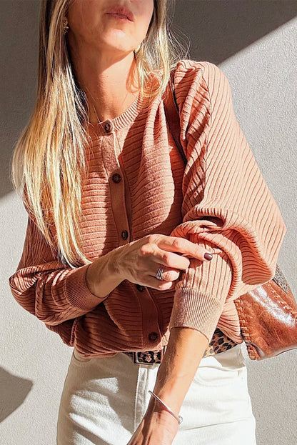 Apricot Pink Knit Cardigan For Trendy Looks