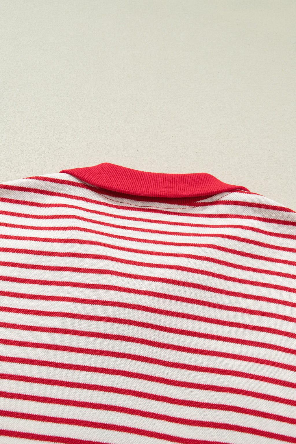 Green Stripe Quarter Zip Polo Collar T Shirt Dress with Pockets
