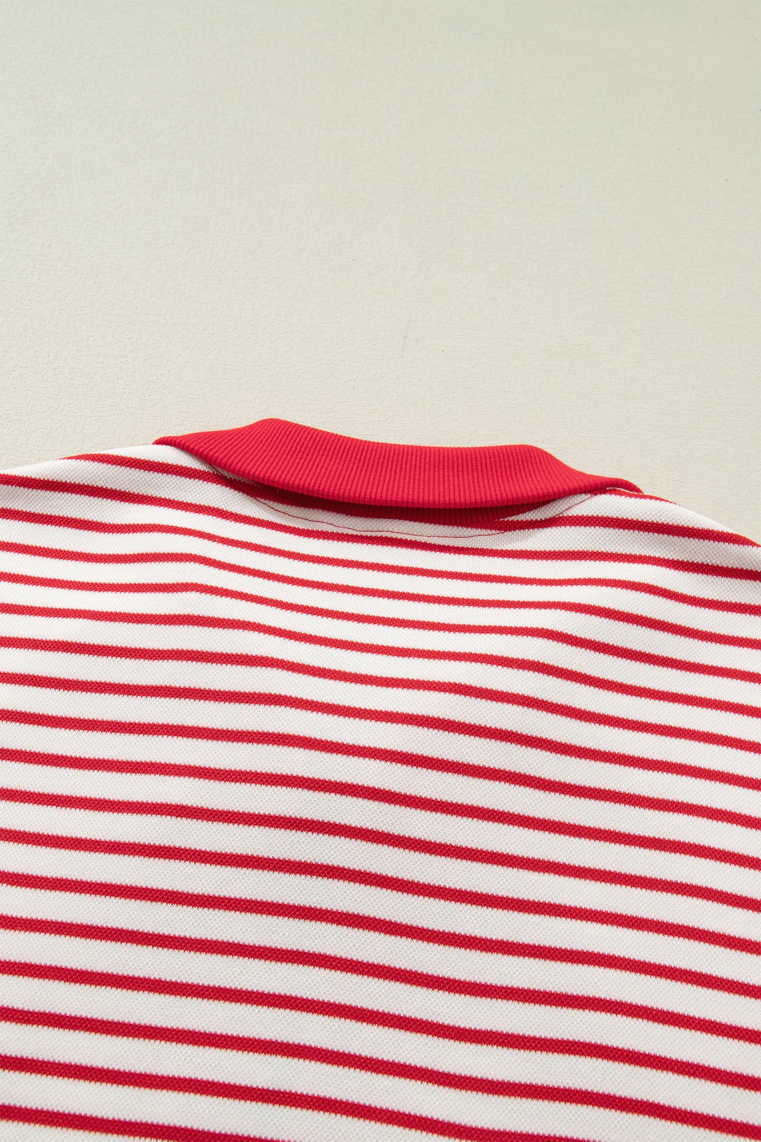 Green Stripe Quarter Zip Polo Collar T Shirt Dress with Pockets