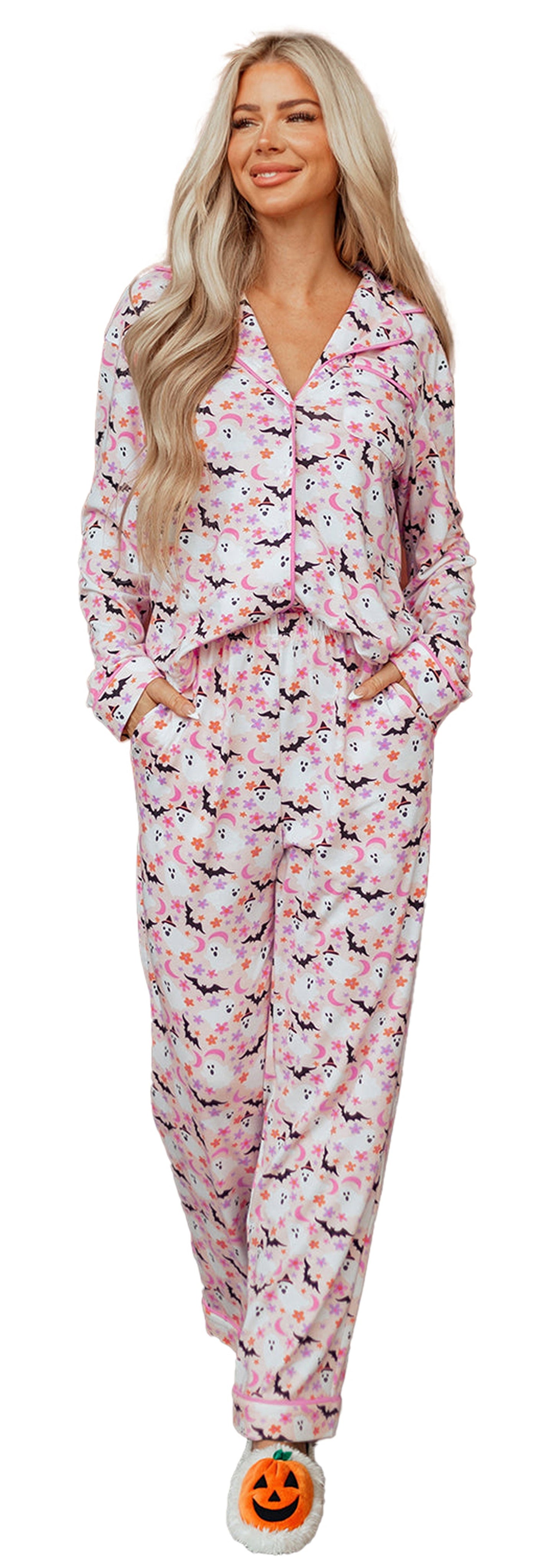 Pink Halloween Pajama Set For Cozy Nights