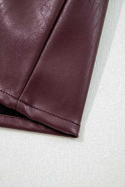 Vegan Leather Mini Dress Sleeveless A-Line