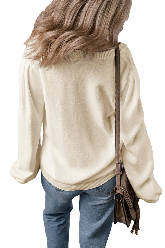 Apricot Button Sweater Cardigan For Women