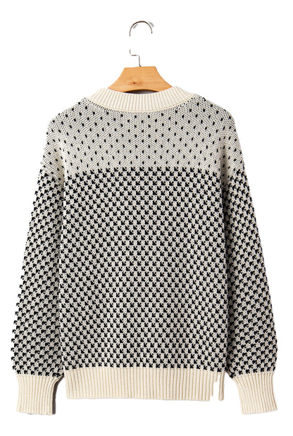 Black Contrast Lantern Sleeve Sweater